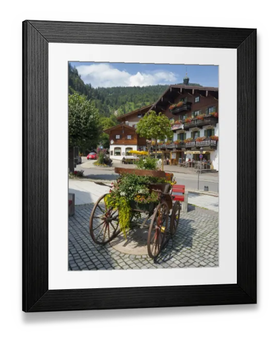 Framed Print : The Town Hall. Village Reit im Winkl in the Chiemgau in the Bavarian alps