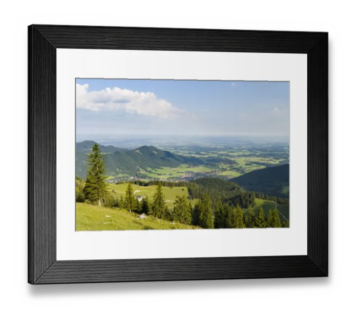 Framed Print : View over the foothills of the Chiemgau Alps and town Aschau in Upper Bavaria