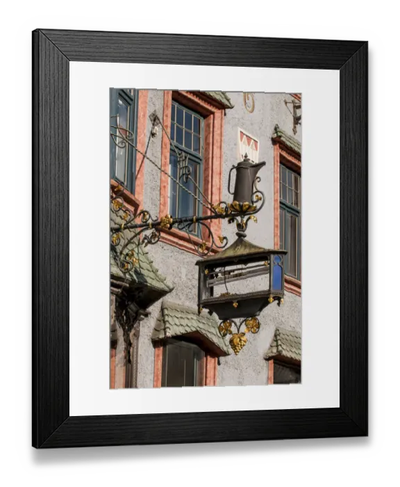 Framed Print : Decorative ornate metal store signs, Old Town, Innsbruck, Tyrol, Austria Framed Print : Decorative ornate metal store signs, Old Town, Innsbruck, Tyrol, Austria