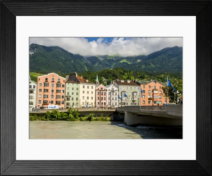Framed Print : Alte Innsbruck or Old Inn Bridge over the Danube River, Old Town, Innsbruck, Tyrol Framed Print : Alte Innsbruck or Old Inn Bridge over the Danube River, Old Town, Innsbruck, Tyrol