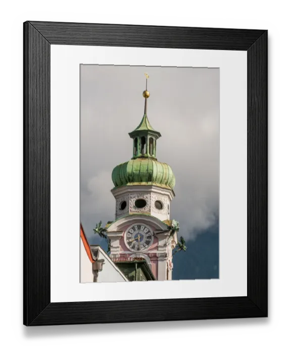 Framed Print : The Spitalskirche or Hospital Church of the Holy Spirit, clock tower, Old Town, Innsbruck Framed Print : The Spitalskirche or Hospital Church of the Holy Spirit, clock tower, Old Town, Innsbruck
