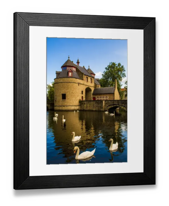 Framed Print : Ezelpoort or Donkeys gate, fortified gate, Bruges, West Flanders, Belgium