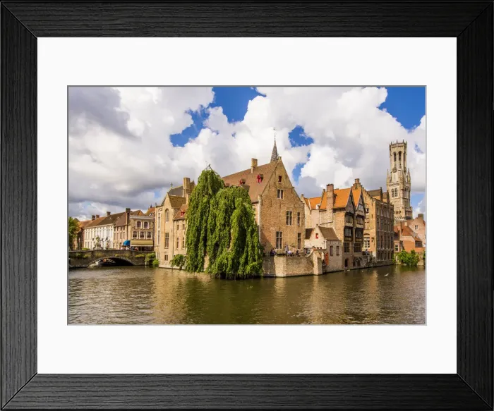 Framed Print : Rozenhoedkaai canal with Belfort tower, Bruges, West Flanders, Belgium Framed Print : Rozenhoedkaai canal with Belfort tower, Bruges, West Flanders, Belgium