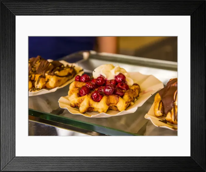 Framed Print : Famous Belgian waffles, Bruges, West Flanders, Belgium