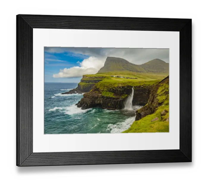 Framed Print : Europe, Faroe Islands. View of the village of Gasadalur Framed Print : Europe, Faroe Islands. View of the village of Gasadalur