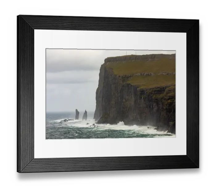Framed Print : Europe, Faroe Islands. View during a storm of Eidiskollur Framed Print : Europe, Faroe Islands. View during a storm of Eidiskollur