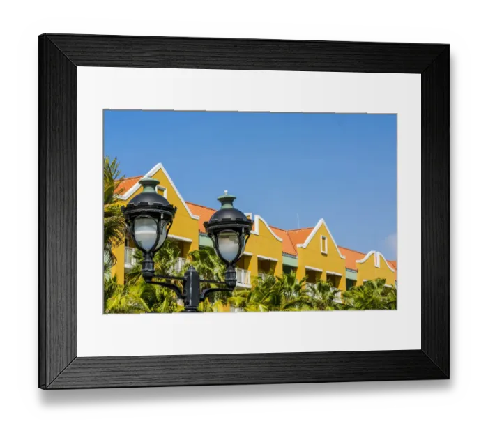 Framed Print : Colorful buildings, architecture in capital city Willemstad, Curacao