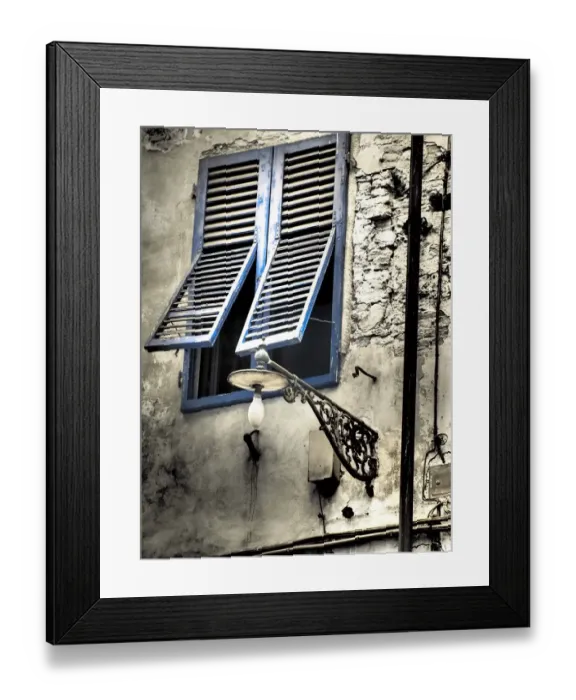 Framed Print : Italy, Pisa. Double windows and lamp on old building Framed Print : Italy, Pisa. Double windows and lamp on old building