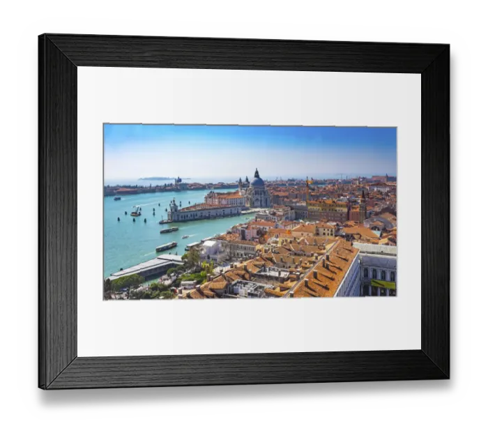 Framed Print : Santa Maria della Salute and Grand Canal with orange roofs and neighborhoods in Venice
