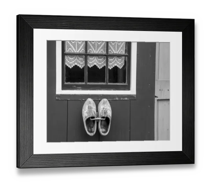 Framed Print : Europe, Netherlands, Zaanse Schans. Wooden shoes on wall outside village house Framed Print : Europe, Netherlands, Zaanse Schans. Wooden shoes on wall outside village house