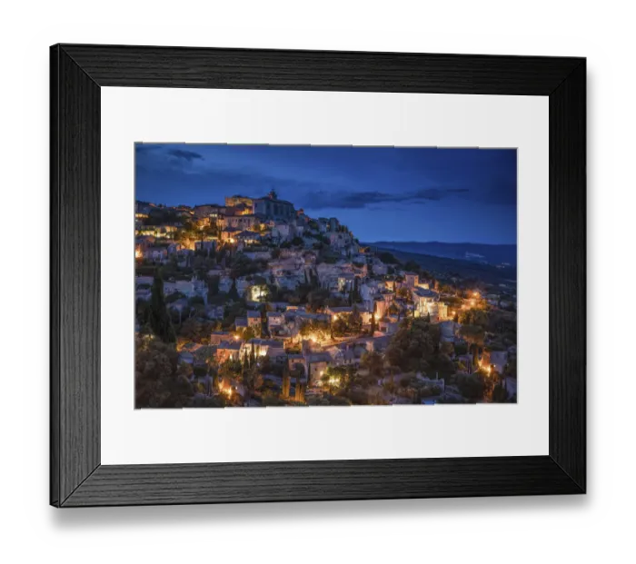Framed Print : Europe, France, Gordes. Hillside town at twilight Framed Print : Europe, France, Gordes. Hillside town at twilight