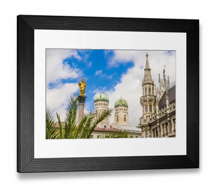 Framed Print : Central square Marienplatz with the Dom steeples Munich, Bavaria, Germany Framed Print : Central square Marienplatz with the Dom steeples Munich, Bavaria, Germany