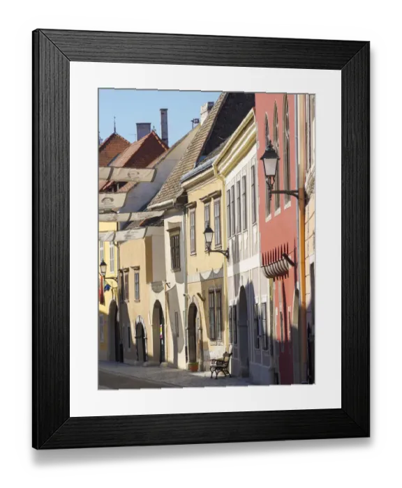 Framed Print : Uj utza (New Lane, Neugasse). Sopron in Transdanubia in the west of Hungary close to