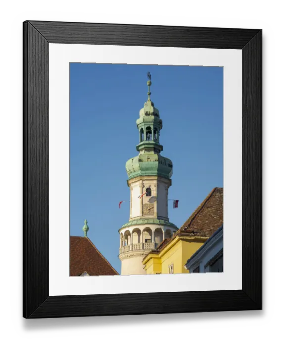 Framed Print : Firewatch Tower (Tueztorony), the landmark of Sopron at main square Framed Print : Firewatch Tower (Tueztorony), the landmark of Sopron at main square