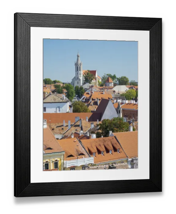 Framed Print : View from Firewatch Tower over the town. Sopron in Transdanubia in the west of Hungary