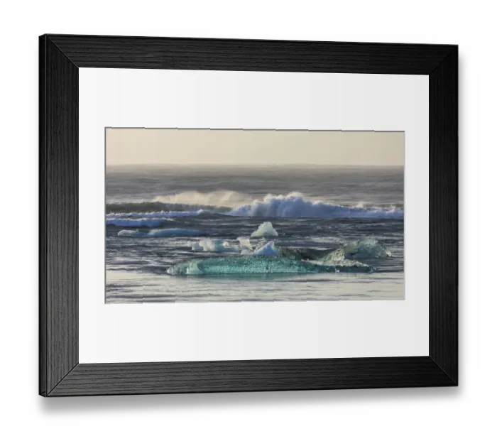 Framed Print : Europe, Iceland. Morning light shines on ice chunks on Diamond Beach near Jokulsarlon Framed Print : Europe, Iceland. Morning light shines on ice chunks on Diamond Beach near Jokulsarlon