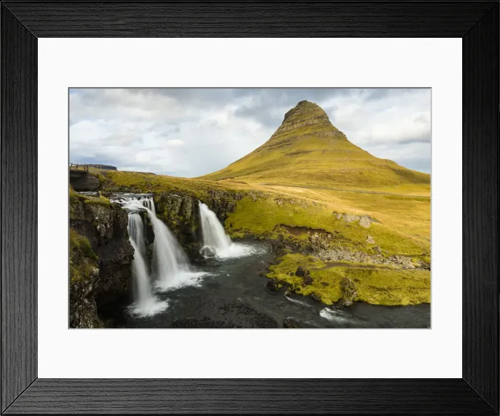 Framed Print : Europe, Iceland. Iconic view of Kirkjufell mountain with waterfall in foreground