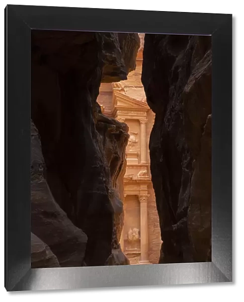 Jordan, Petra. Looking thru the narrow canyon leading towards the face of the Treasury