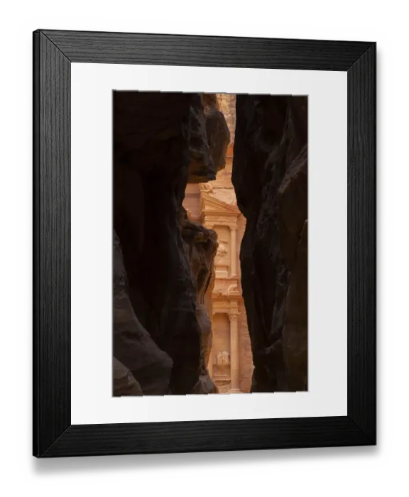 Framed Print : Jordan, Petra. Looking thru the narrow canyon leading towards the face of the Treasury Framed Print : Jordan, Petra. Looking thru the narrow canyon leading towards the face of the Treasury