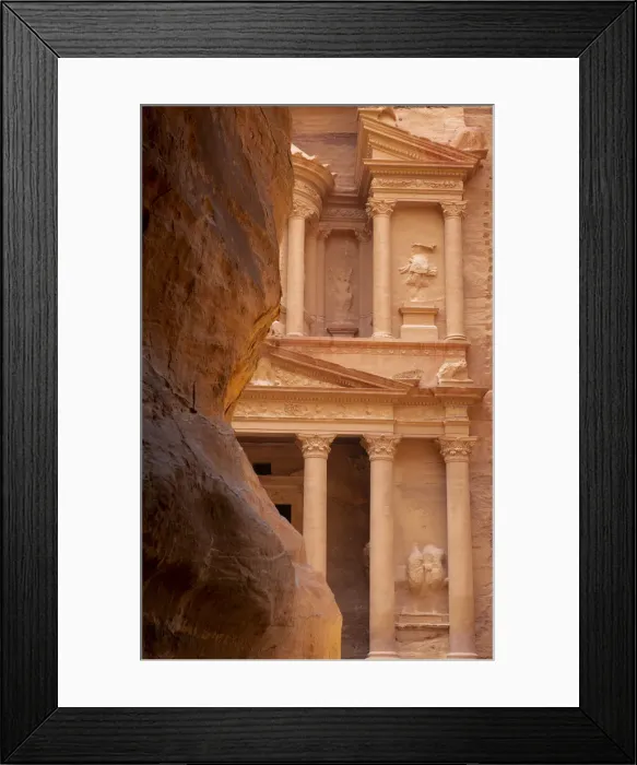 Framed Print : Jordan, Petra. Looking thru the narrow canyon leading towards the face of the Treasury Framed Print : Jordan, Petra. Looking thru the narrow canyon leading towards the face of the Treasury