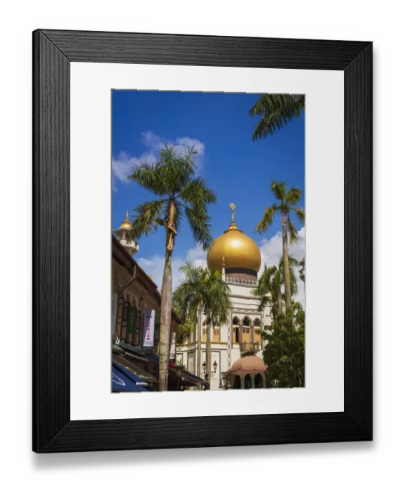 Framed Print : Masjid Sultan mosque and shops on Arab Street in the Malay Heritage District, Singapore Framed Print : Masjid Sultan mosque and shops on Arab Street in the Malay Heritage District, Singapore