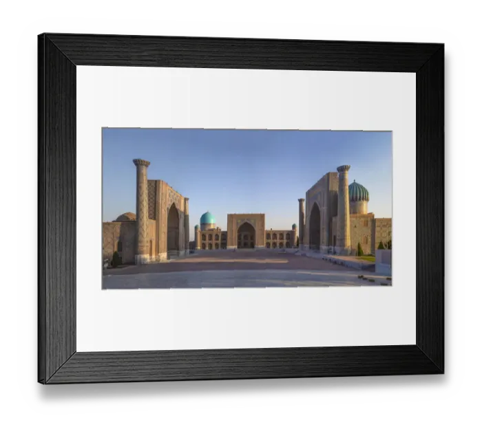 Framed Print : Central Asia, Uzbekistan, Samarkand. Mosque complex at twilight Framed Print : Central Asia, Uzbekistan, Samarkand. Mosque complex at twilight