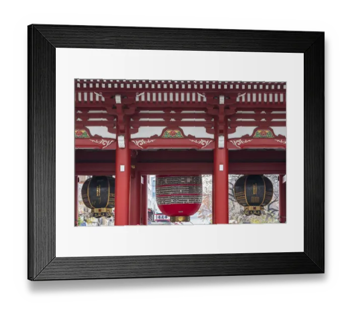 Framed Print : Lanterns hanging from a gate to the entrance of the Buddhist Temple Framed Print : Lanterns hanging from a gate to the entrance of the Buddhist Temple