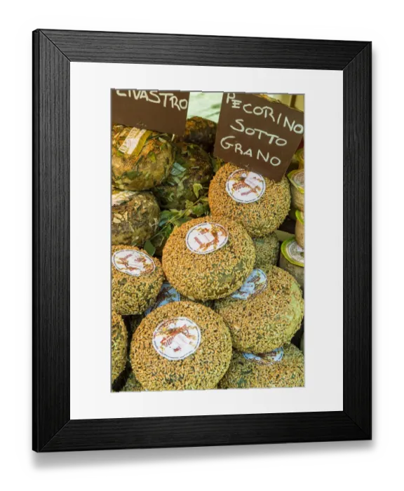 Framed Print : Cortona, Italy. Pecorino Sotto Vinaccia cheese rounds aged under straw Framed Print : Cortona, Italy. Pecorino Sotto Vinaccia cheese rounds aged under straw