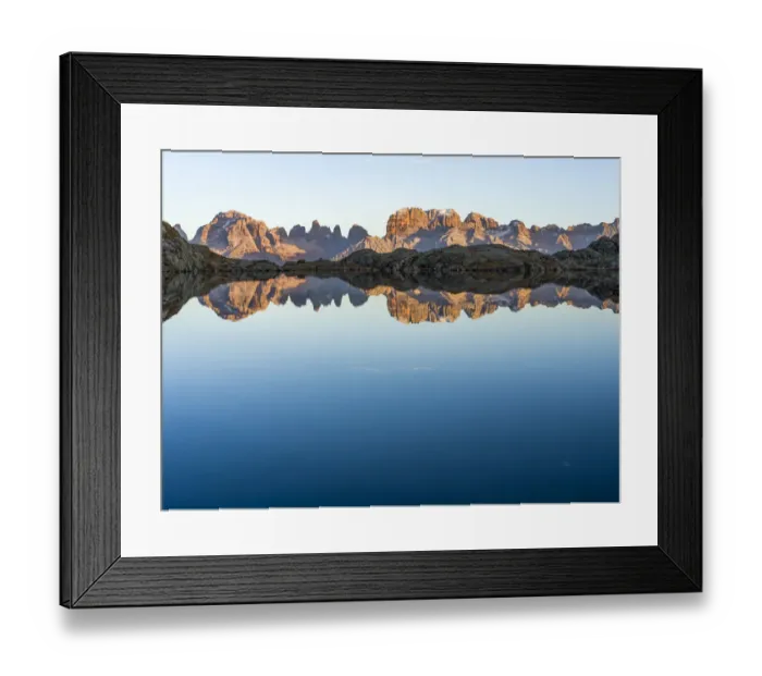 Framed Print : The summits of Brenta mountain range are reflected in Lago Nero Framed Print : The summits of Brenta mountain range are reflected in Lago Nero
