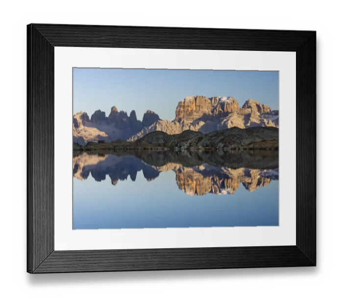 Framed Print : The summits of Brenta mountain range are reflected in Lago Nero Framed Print : The summits of Brenta mountain range are reflected in Lago Nero