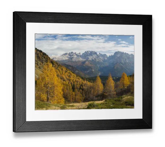 Framed Print : The summits of Brenta mountain range towering above Madonna di Campiglio Framed Print : The summits of Brenta mountain range towering above Madonna di Campiglio