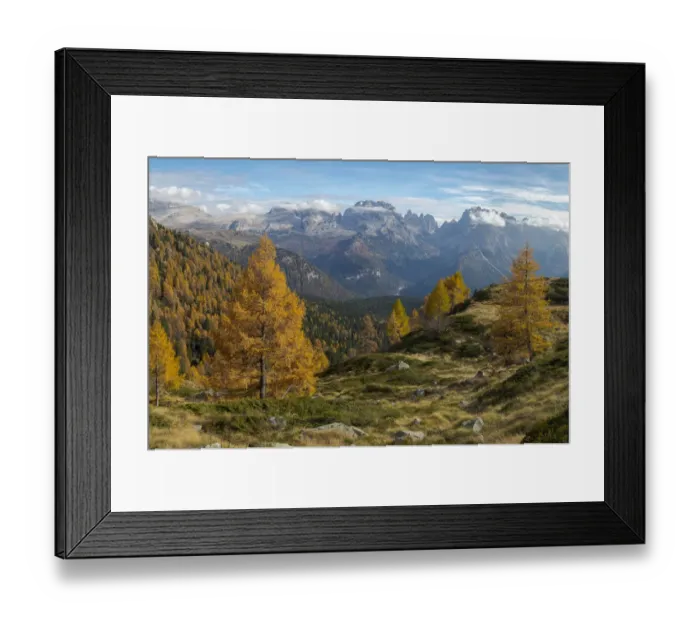 Framed Print : The summits of Brenta mountain range towering above Madonna di Campiglio Framed Print : The summits of Brenta mountain range towering above Madonna di Campiglio