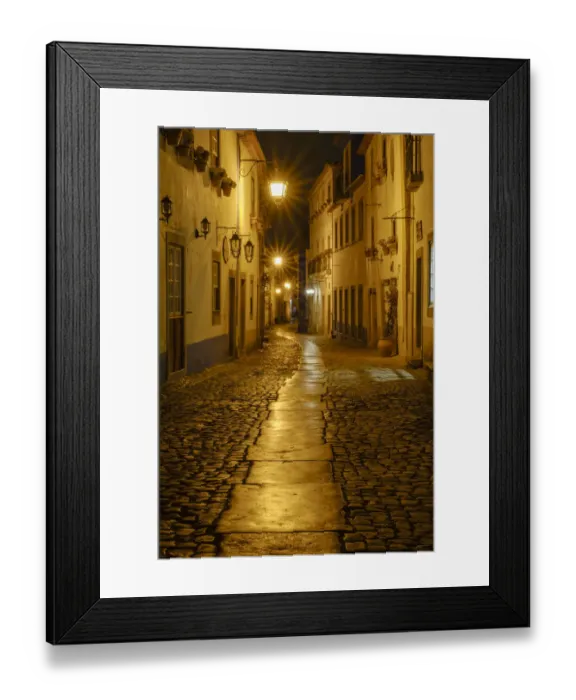 Framed Print : Obidos, Portugal, night, street scene Framed Print : Obidos, Portugal, night, street scene