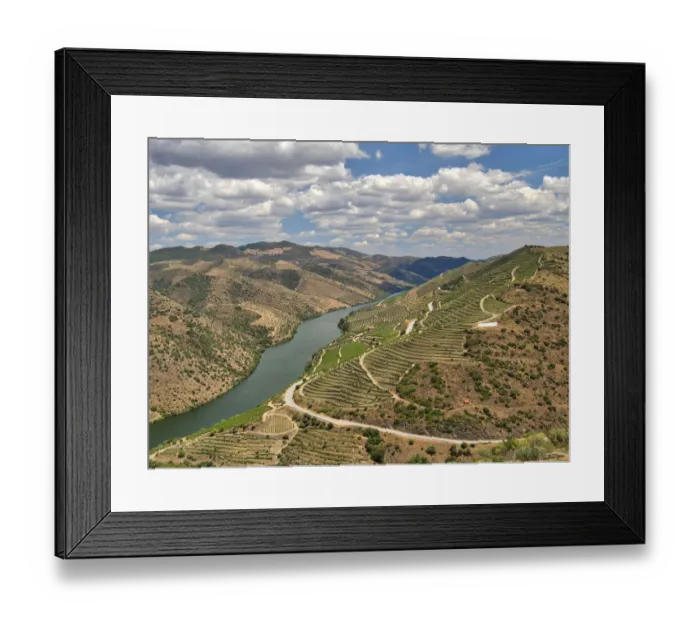 Framed Print : Portugal, Douro Valley. View of Douro River and vineyards Framed Print : Portugal, Douro Valley. View of Douro River and vineyards