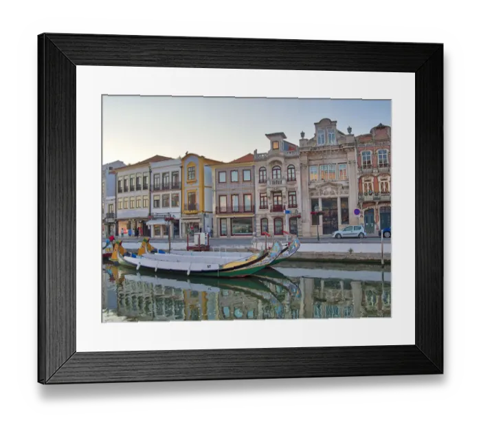 Framed Print : Portugal, Aveiro. Moliceiro boats along the main canal of Aveiro Framed Print : Portugal, Aveiro. Moliceiro boats along the main canal of Aveiro