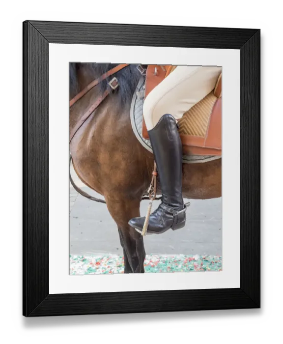 Framed Print : Portugal, Tomar. Spanish dressed horseback riders leading the procession for the Festa