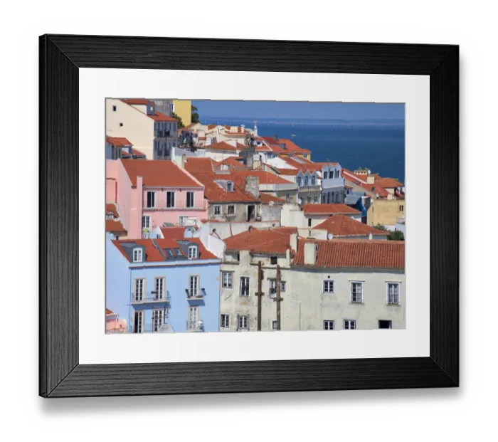 Framed Print : Portugal, Lisbon, view of the colorful homes in the oldest district of the Alfama Framed Print : Portugal, Lisbon, view of the colorful homes in the oldest district of the Alfama
