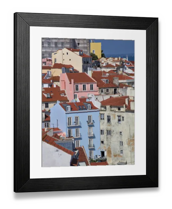 Framed Print : Portugal, Lisbon, view of the colorful homes in the oldest district of the Alfama Framed Print : Portugal, Lisbon, view of the colorful homes in the oldest district of the Alfama