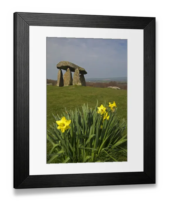 Framed Print : UK, Wales, Newport. Pentre Ifan Cromlech, a well, preserved ancient burial chamber