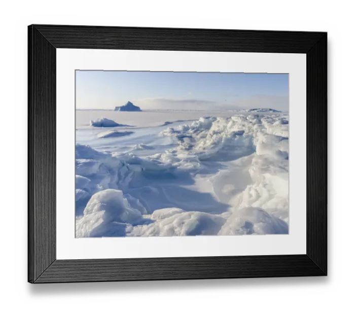 Framed Print : Shore of frozen Disko Bay during winter, West Greenland, Denmark Framed Print : Shore of frozen Disko Bay during winter, West Greenland, Denmark