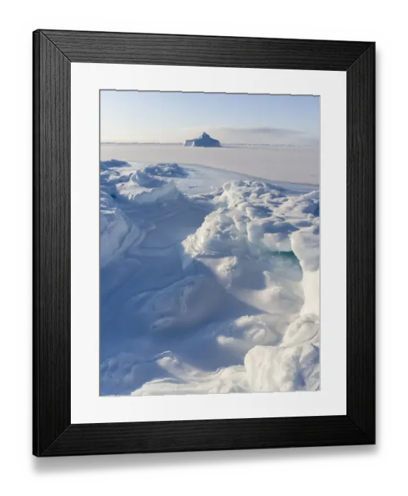 Framed Print : Shore of frozen Disko Bay during winter, West Greenland, Denmark Framed Print : Shore of frozen Disko Bay during winter, West Greenland, Denmark