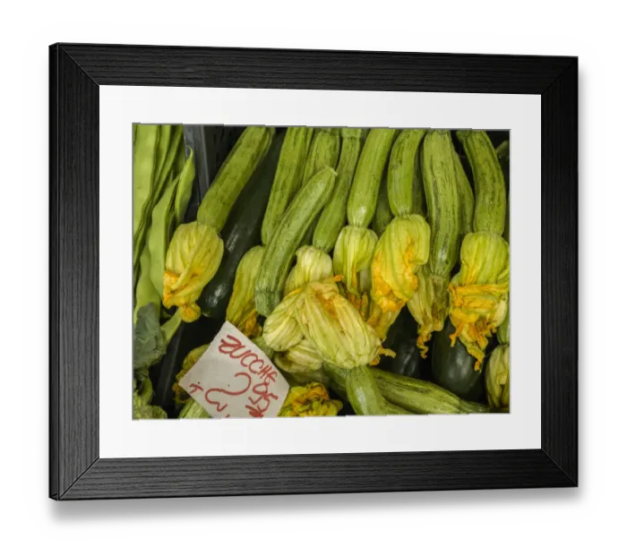 Framed Print : Italy, Florence. Zucchini with flowers for sale in the Central Market Framed Print : Italy, Florence. Zucchini with flowers for sale in the Central Market