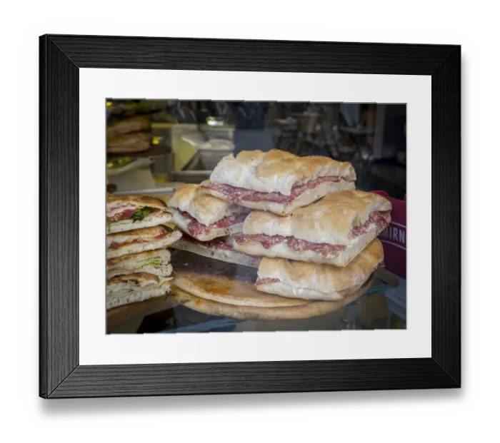 Framed Print : Italy, Florence. Ready made sandwiches for sale in the Central Market