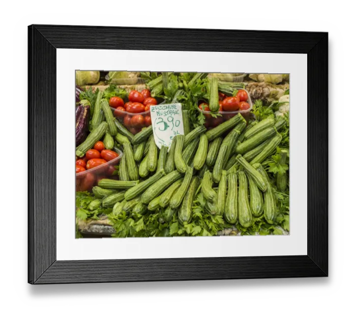 Framed Print : Italy, Florence. A variety of vegetables for sale in a shop in the Central Market
