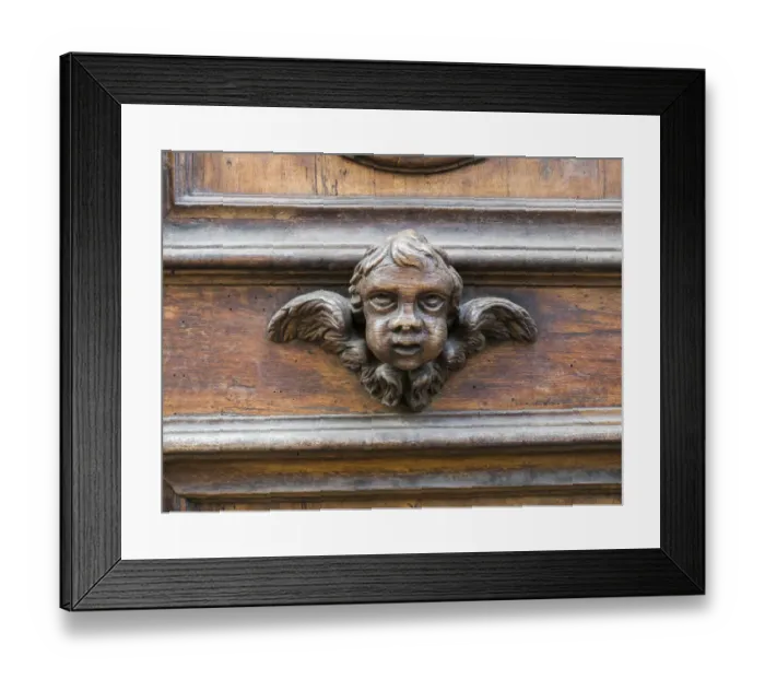 Framed Print : Italy, Florence. Carved ornament on a door in Florence Framed Print : Italy, Florence. Carved ornament on a door in Florence