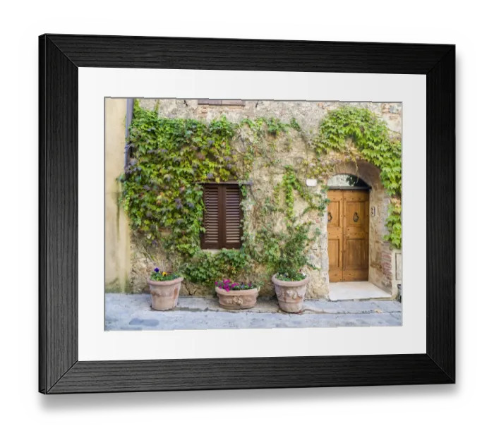 Framed Print : Italy, Tuscany. Entrance to a home in Tuscany decorated with potted plants