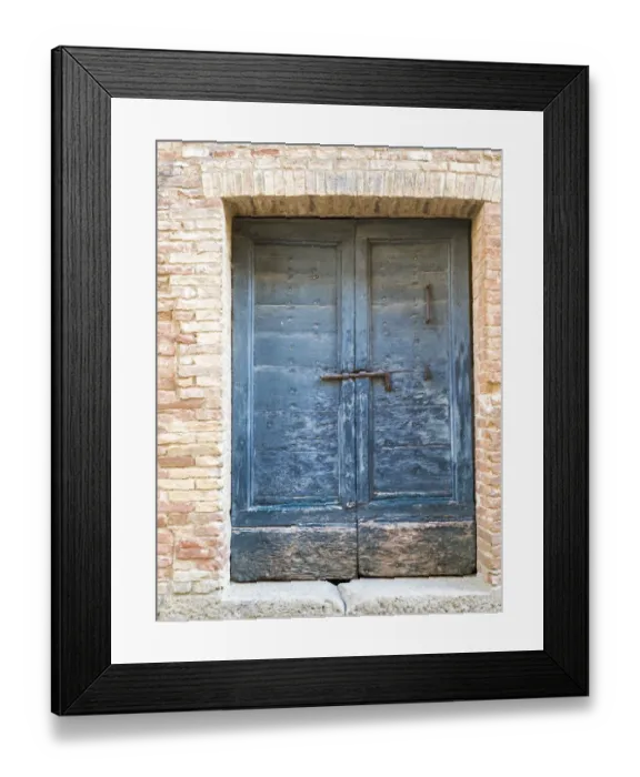 Framed Print : Italy, Tuscany. Old blue door with iron latch in a village in Tuscany Framed Print : Italy, Tuscany. Old blue door with iron latch in a village in Tuscany