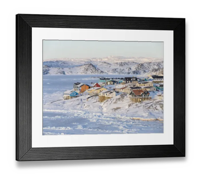 Framed Print : Winter in Ilulissat on the shore of Disko Bay. Greenland, Denmark Framed Print : Winter in Ilulissat on the shore of Disko Bay. Greenland, Denmark
