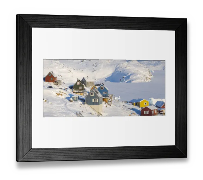Framed Print : The traditional and remote Greenlandic Inuit village Kullorsuaq located at the Melville Framed Print : The traditional and remote Greenlandic Inuit village Kullorsuaq located at the Melville