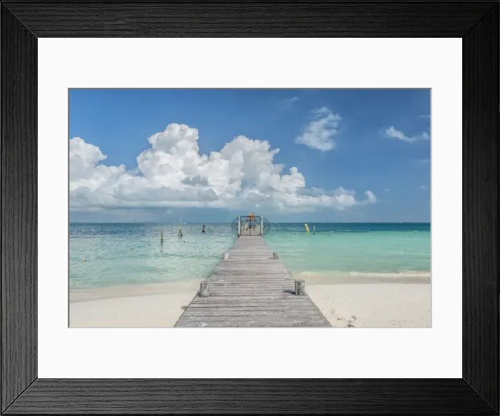 Framed Print : Mexico, Cancun. Wooden Pier in the Ocean